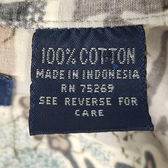 ONO & Company Shirt Mens 2XL Blue Gray Hawaiian Floral Pineapple Aloha Cotton - Picture 11 of 12